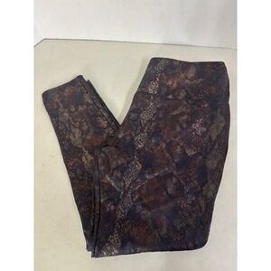 Athena Marie Women's XL Snake Print Leggings Shiny Metallic Bronze Black